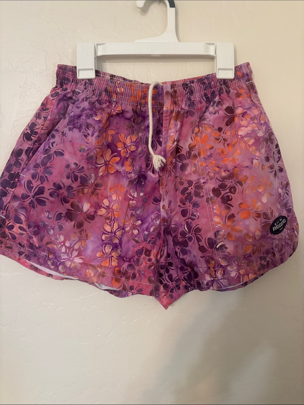 Active Floral Purple Drawstring Athletic Shorts
